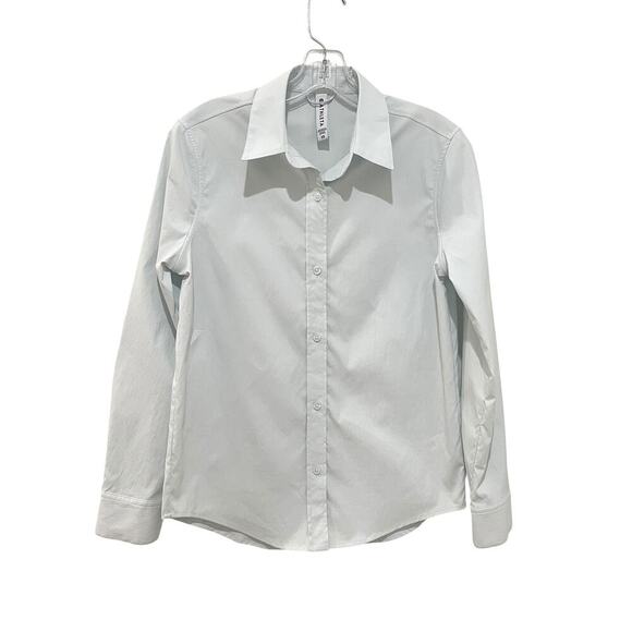 Athleta Shirt Womens XS Soft Halcyon Blue Button Down Stretch Long Sleeve Top - Picture 4 of 10